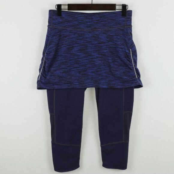 Athleta Aurora Contender 2 in 1 Women's Small Purple Skirted Athletic Leggings - Picture 1 of 10